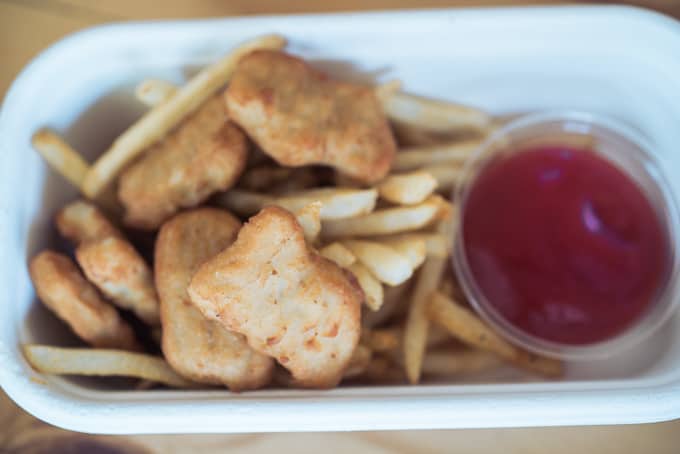 Chicken nuggets and fries with tomato sauce at The Tuckshop