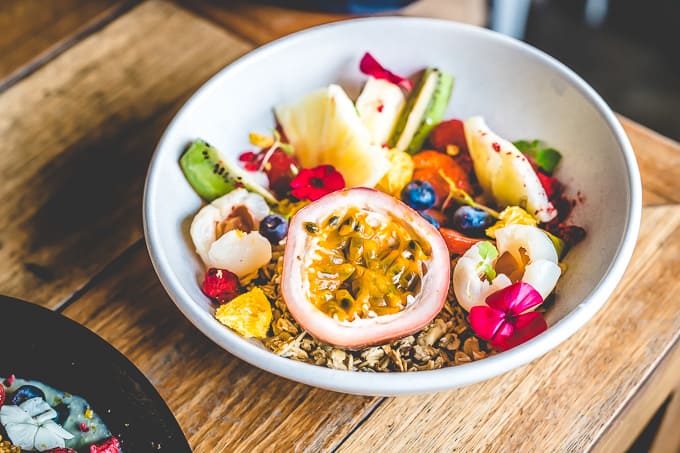 tropical fruit cereal superfood bowl