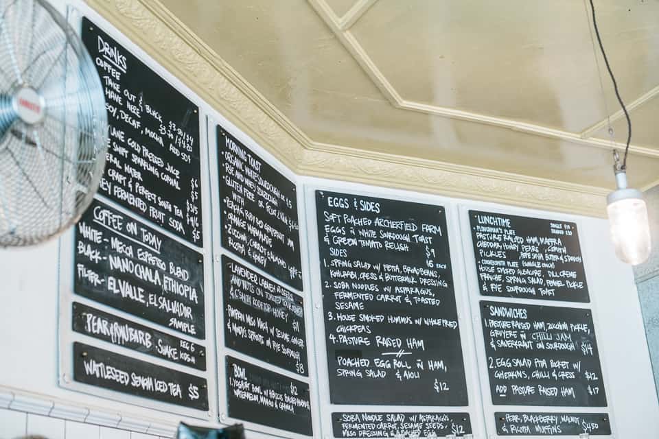Cornersmith Cafe menu Marrickvile Sydney