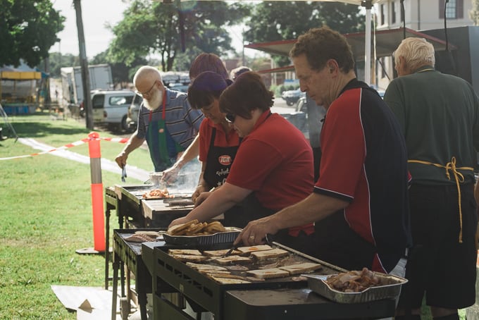 Breakfast being cooked at the National Cherry Festival Young