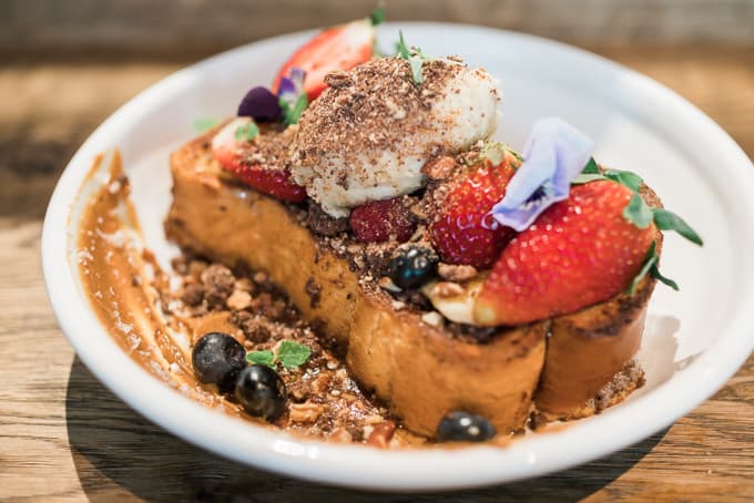 A decadent signature dish of French Toast