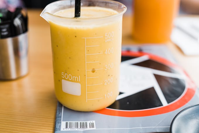 Smoothie 2 featuring mango, banana and passionfruit at Local Trade