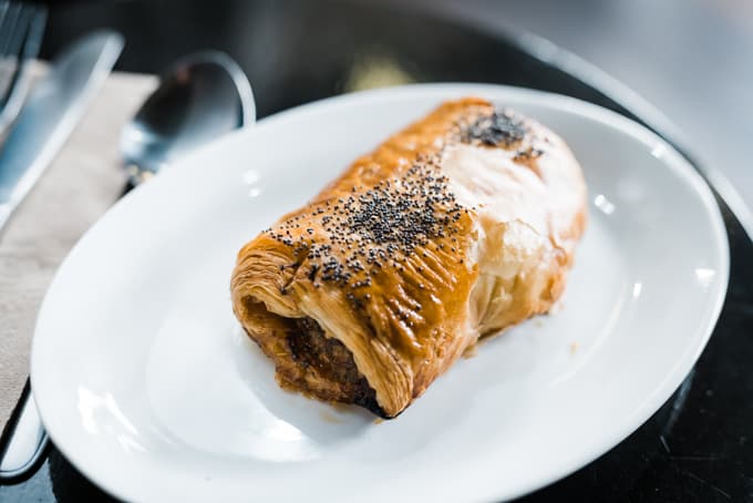 Lamb and harissa sausage roll at Newtown's new patisserie Drury Lane