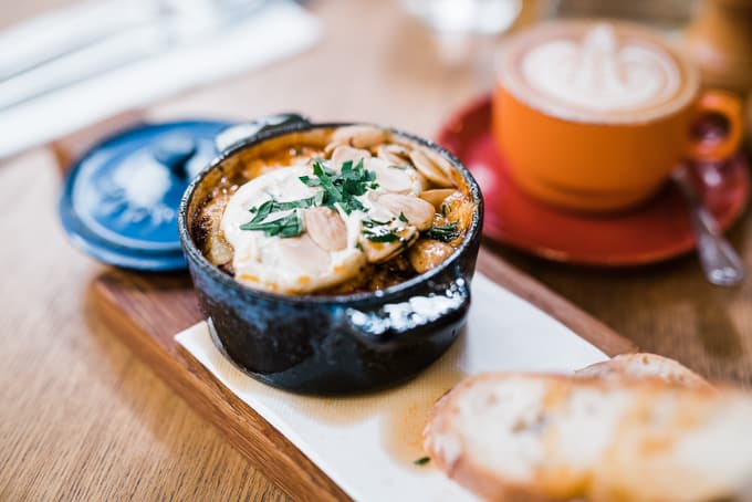 Baked eggs with chorizo at The Hardware Societe Melbourne