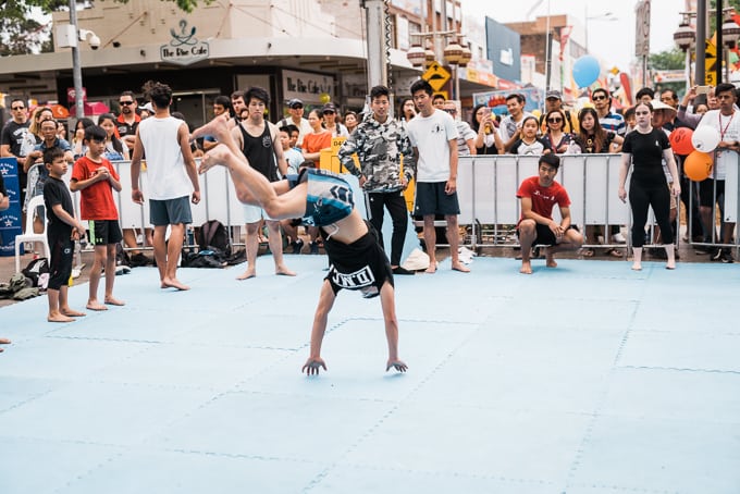 Acrobatic martial arts at Cabramatta Moon Festival