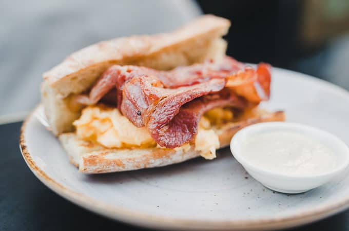 Scrambled and Bacon Baguette at Gypsy Espresso