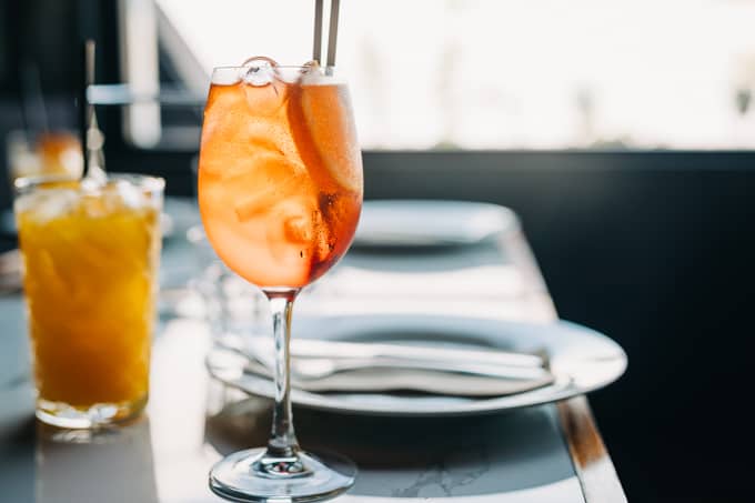 Aperol Spritz is a refreshing and bubbly start to an Italian meal at Pizzeria Da Alfredo