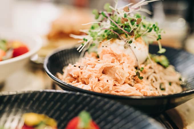Sensation Soba with salmon at Manchester Press